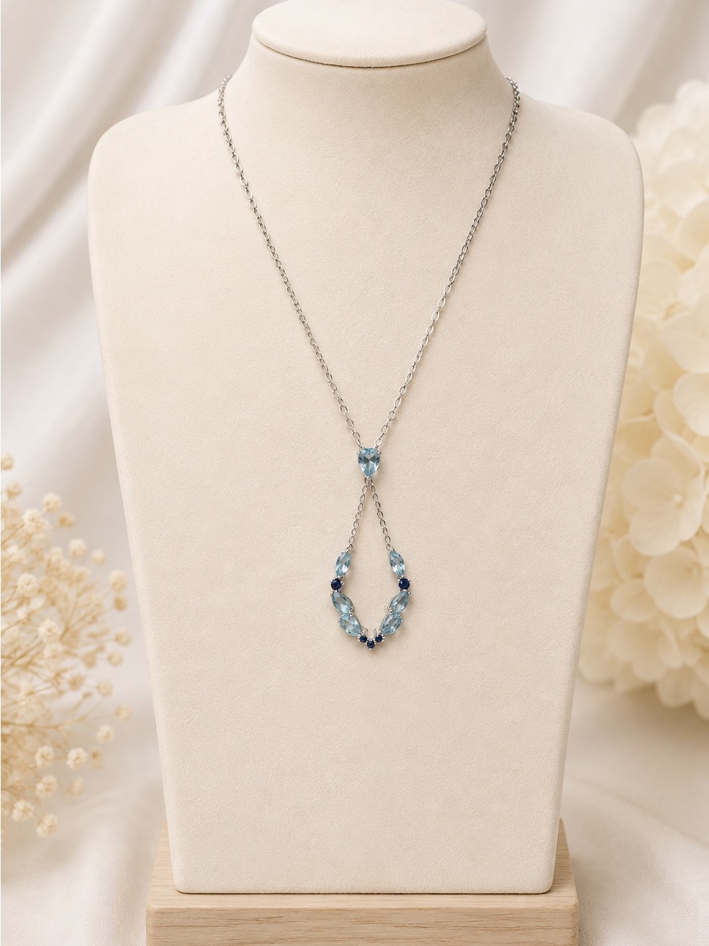 Blue Crystal Drop Y-Necklace silver 925